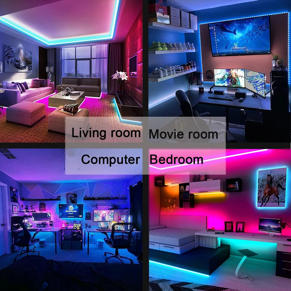 Bluetooth RGB LED Strip Lights – 5050 SMD 5V USB Flexible LED Tape with App Control & Self-Adhesive Backing