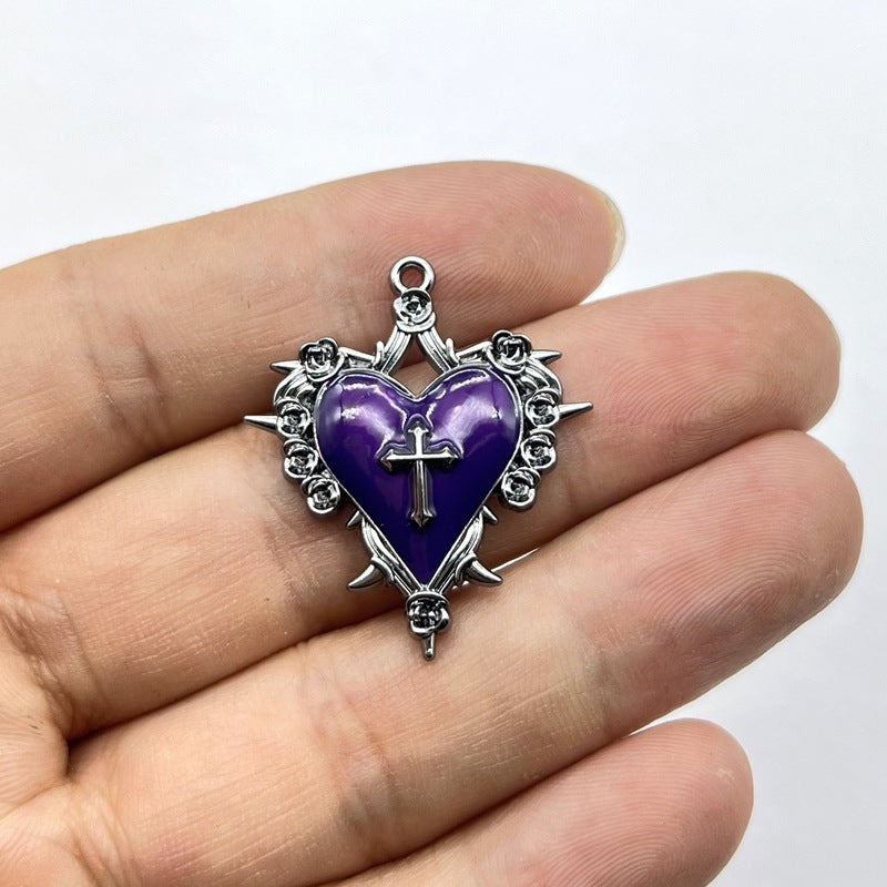 Retro Gothic Rose Cross Pendant Necklace – Dark Style Hip Hop Jewelry Accessory