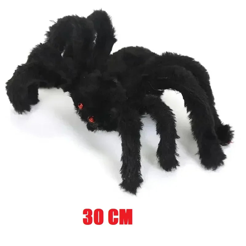 Giant Black Spider Halloween Decoration – 30–200cm Plush Outdoor Party Prop🕷️🎃