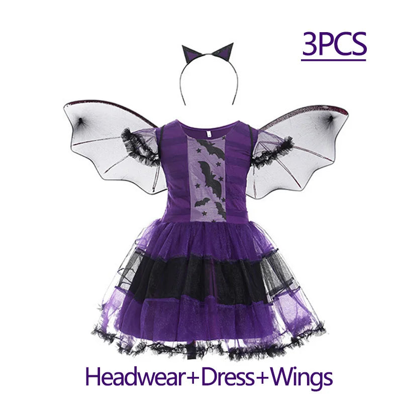 Halloween Costume for Girls Dress Scarlet Witch Vampire Devil Ghost Carnival Party Dress Up Hoodwinked Suit Kids Cosplay Clothes