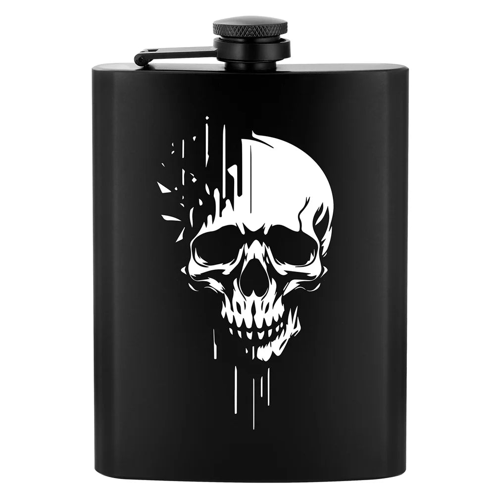 Punk Skull Pocket Flask – 8 oz Portable Metal Hip Flask 💀