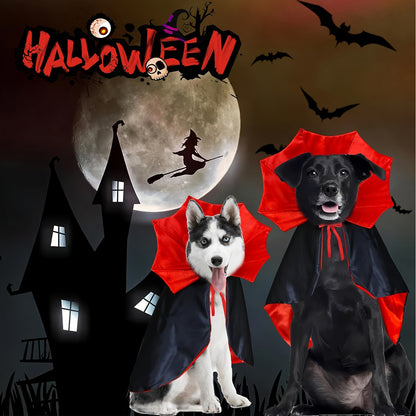 Dog Vampire Devil Costume Dog Halloween Cloak Cape Red Black Halloween Costumes For Small Medium Large Dogs