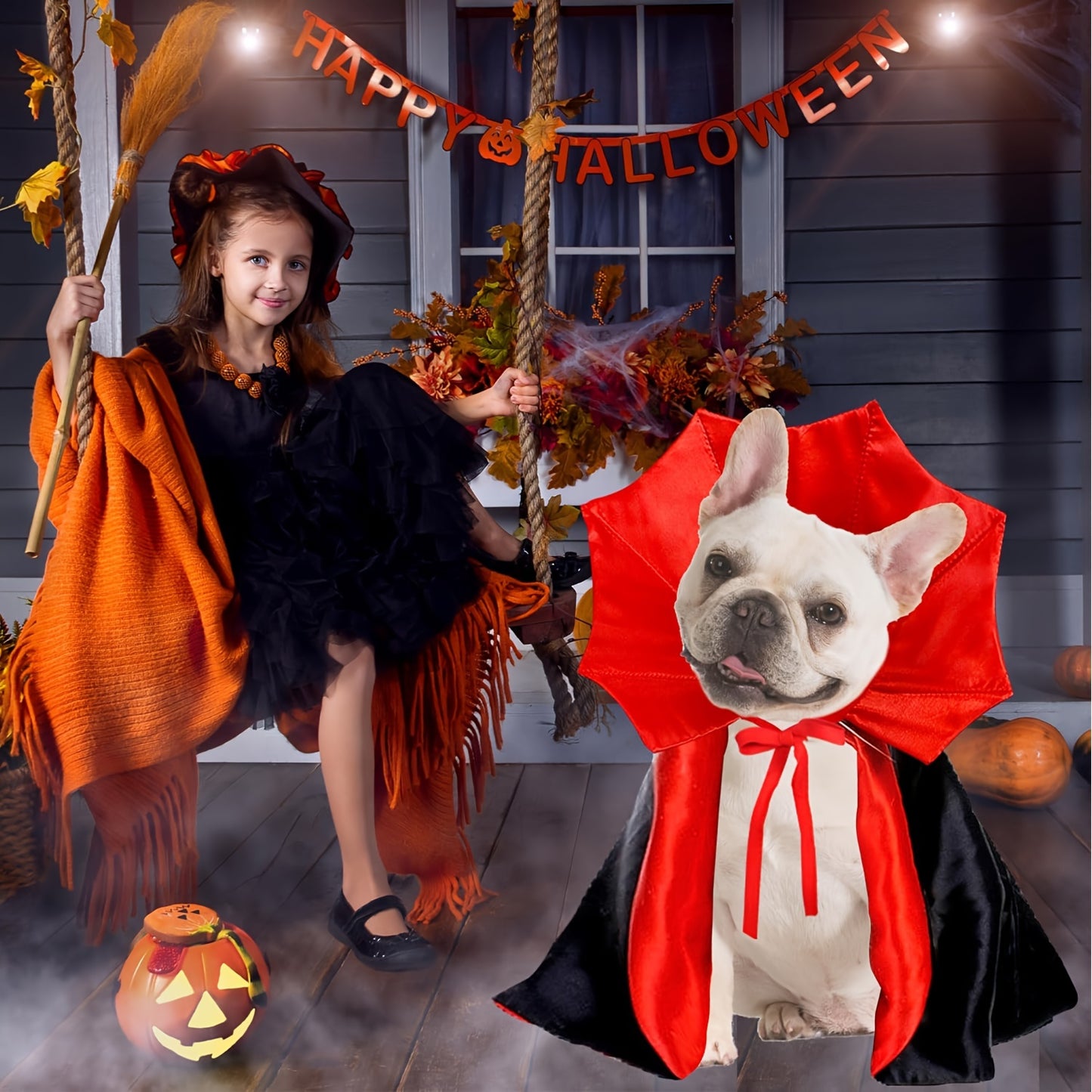 Dog Vampire Devil Costume Dog Halloween Cloak Cape Red Black Halloween Costumes For Small Medium Large Dogs