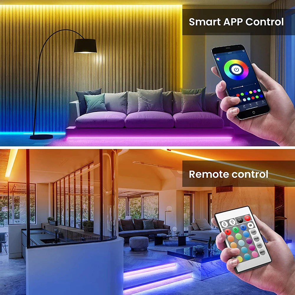 Bluetooth RGB LED Strip Lights – 5050 SMD 5V USB Flexible LED Tape with App Control & Self-Adhesive Backing
