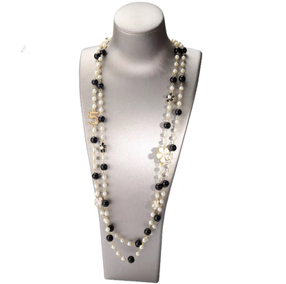 Long Layered Pearl Necklace for Women – Light Luxury Sweater Chain for Autumn & Winter