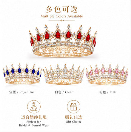 Baroque Crown Headpiece for Women – Crystal Bridal Tiara for Weddings, Birthdays & Special Occasions
