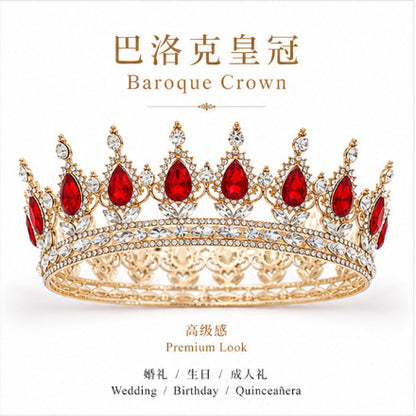 Baroque Crown Headpiece for Women – Crystal Bridal Tiara for Weddings, Birthdays & Special Occasions