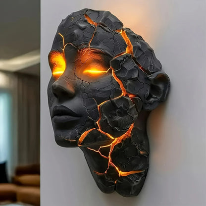 Cracked Soul Black Lava LED Wall Lamp – Gothic Glowing Crack Design