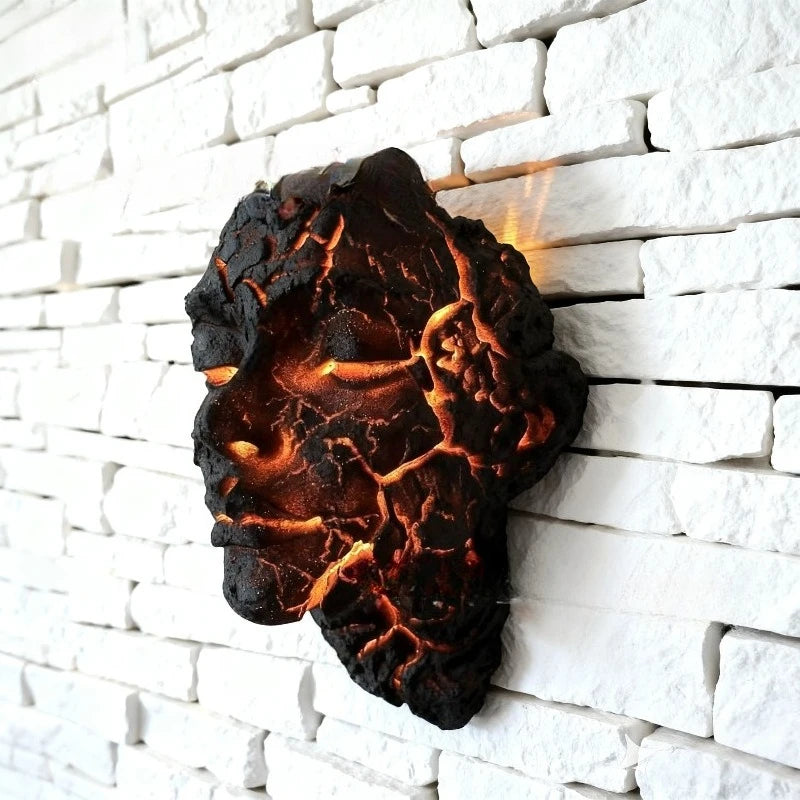 🖤 Cracked Soul LED Wall Light – Black Lava Design with Glowing Orange Cracks