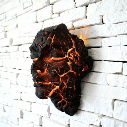 🖤 Cracked Soul LED Wall Light – Black Lava Design with Glowing Orange Cracks
