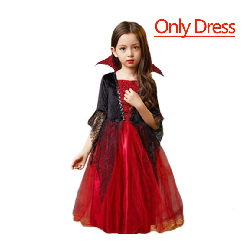 Halloween Costume for Girls Dress Scarlet Witch Vampire Devil Ghost Carnival Party Dress Up Hoodwinked Suit Kids Cosplay Clothes