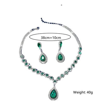💎 Crystal Water Drop Necklace &amp; Earrings Set – Elegant Wedding Jewelry