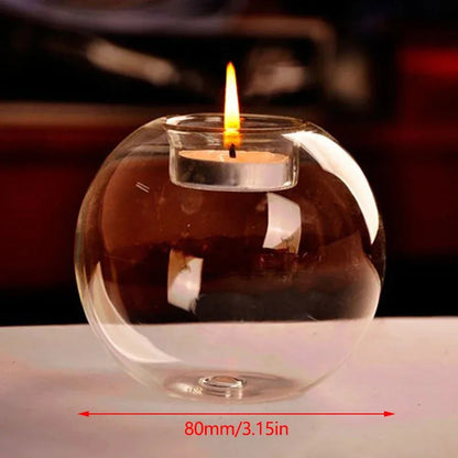 Elegant Round Glass Tealight Candle Holder – Minimalist European-Style Table Centerpiece for Home, Weddings & Parties