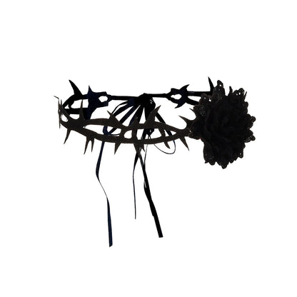 Gothic Lace Rose Choker Necklace – Neo-Gothic Women's Neck Accessory