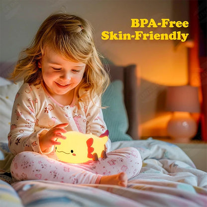 🦎 Cute Axolotl Silicone Night Light – Touch-Control LED Lamp with Rechargeable Battery