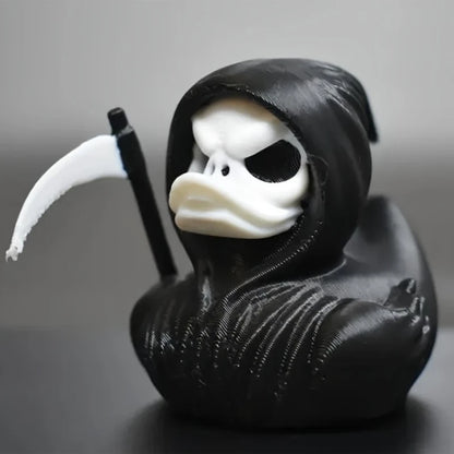 Grim Reaper Duck Statue – 3D Printed Halloween Skeleton Duck Decor