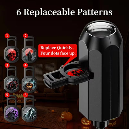 USB Halloween Projector Light – Mini LED Spooky Lamp with 6 Horror Patterns & Adjustable Gooseneck