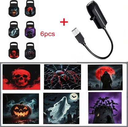 USB Halloween Projector Light – Mini LED Spooky Lamp with 6 Horror Patterns & Adjustable Gooseneck