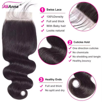 24–26 Inch Brazilian Body Wave Human Hair Bundles with HD Lace Closure – 3 Bundles + 1 Closure