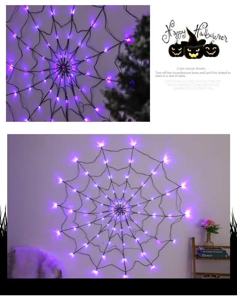 Halloween Spider Web LED String Lights