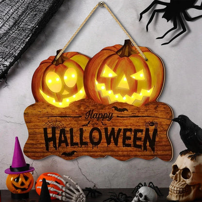 Light-Up Wooden Halloween Sign – Jack-O’-Lantern Pumpkin Decor