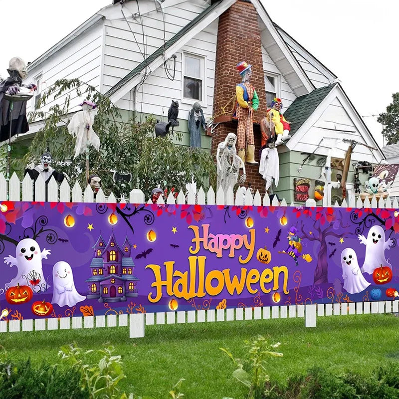 Halloween Hanging Banner – 200cm Pumpkin & Ghost Party Decoration