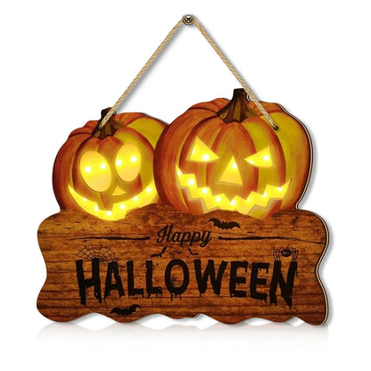 Light-Up Wooden Halloween Sign – Jack-O’-Lantern Pumpkin Decor