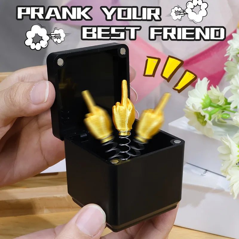 Funny Middle Finger in a Box – Novelty Desk Decor & Gag Gift for Office, Home, Halloween & Birthdays