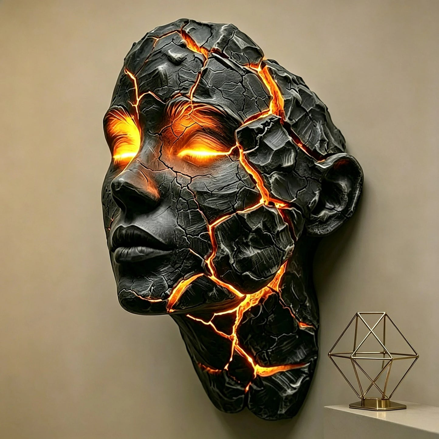Cracked Soul Black Lava LED Wall Lamp – Gothic Glowing Crack Design