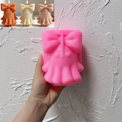 Cute Bowknot Ghost Silicone Candle Mold – Halloween DIY Craft 👻🎀