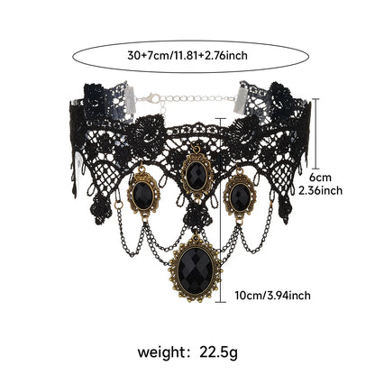 Gothic Lace Rose Choker Necklace – Neo-Gothic Women's Neck Accessory