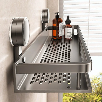 No-Drill Suction Cup Bathroom Shelf – Wall-Mounted Shower & Storage Organize