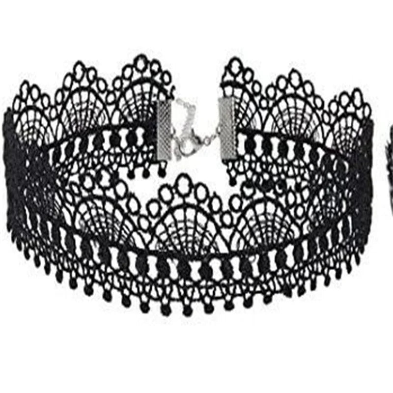 🖤 Gothic Lace Choker Necklace for Women – Vintage Steampunk Dark Lolita Halloween Jewelry 🕸️🎃