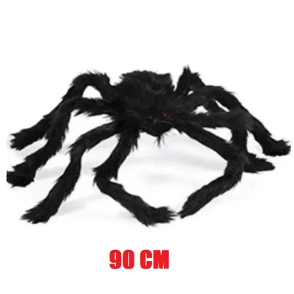 Giant Black Spider Halloween Decoration – 30–200cm Plush Outdoor Party Prop🕷️🎃