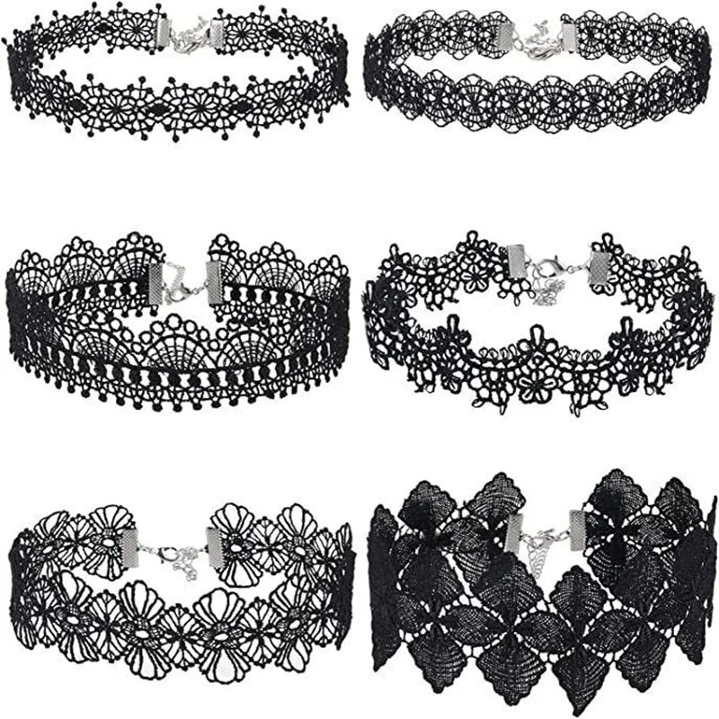 🖤 Gothic Lace Choker Necklace for Women – Vintage Steampunk Dark Lolita Halloween Jewelry 🕸️🎃