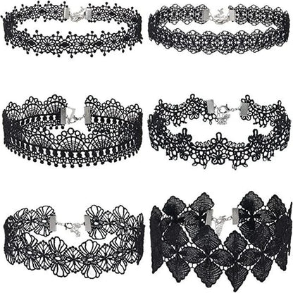 🖤 Gothic Lace Choker Necklace for Women – Vintage Steampunk Dark Lolita Halloween Jewelry 🕸️🎃