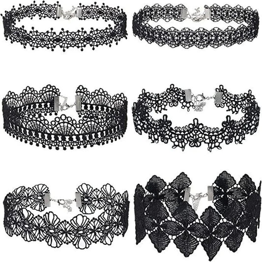 🖤 Gothic Lace Choker Necklace for Women – Vintage Steampunk Dark Lolita Halloween Jewelry 🕸️🎃