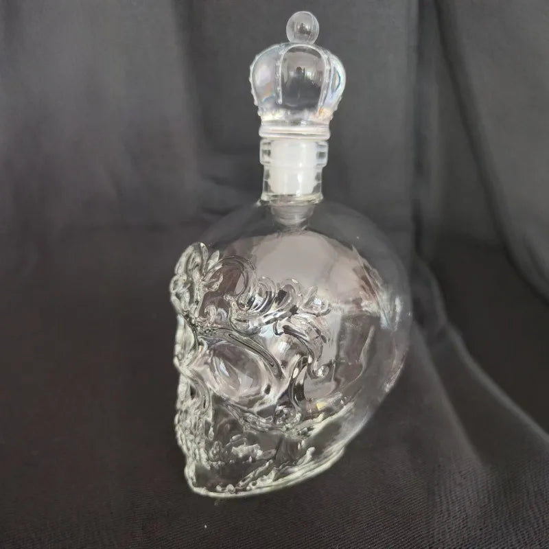 Skull Whiskey Bottle Decor – Vintage Skeleton Glass Bottle 🥃💀