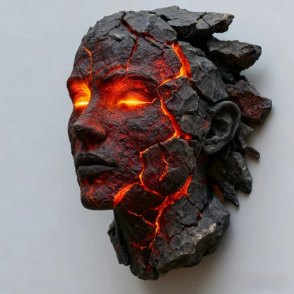 Cracked Soul Face Wall Light – Angel-Inspired Resin Wall Decor