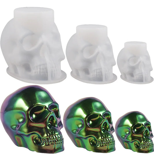Skeleton Head Silicone Mold – DIY Skull Mold for Epoxy Resin, Candle Making, Keychains, Pendants & Halloween Crafts