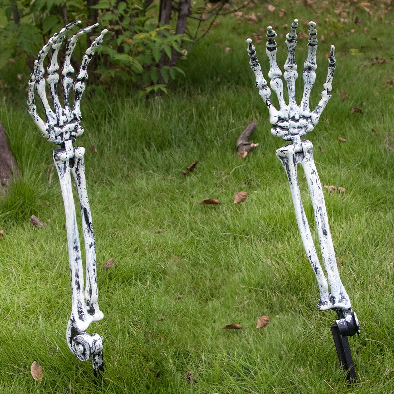Halloween Skeleton Ground Stakes – Skull & Bone Hands Lawn Decorations