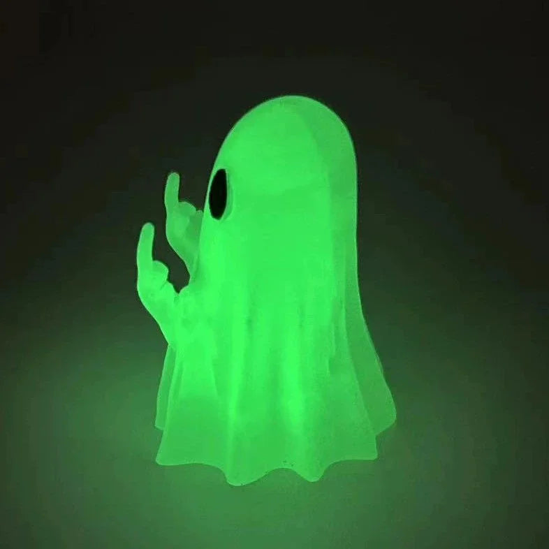 Cute Ghost Middle Finger Statue – Spooky Halloween Decor 👻🖕🎃