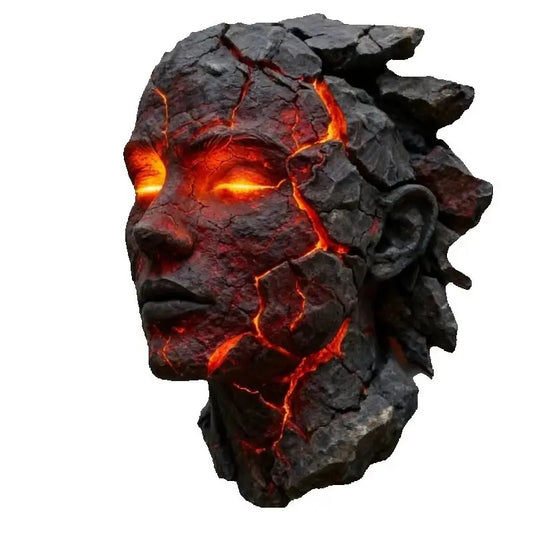 Cracked Soul Face Wall Light – Angel-Inspired Resin Wall Decor
