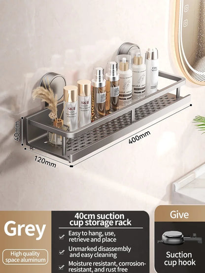 No-Drill Suction Cup Bathroom Shelf – Wall-Mounted Shower & Storage Organize