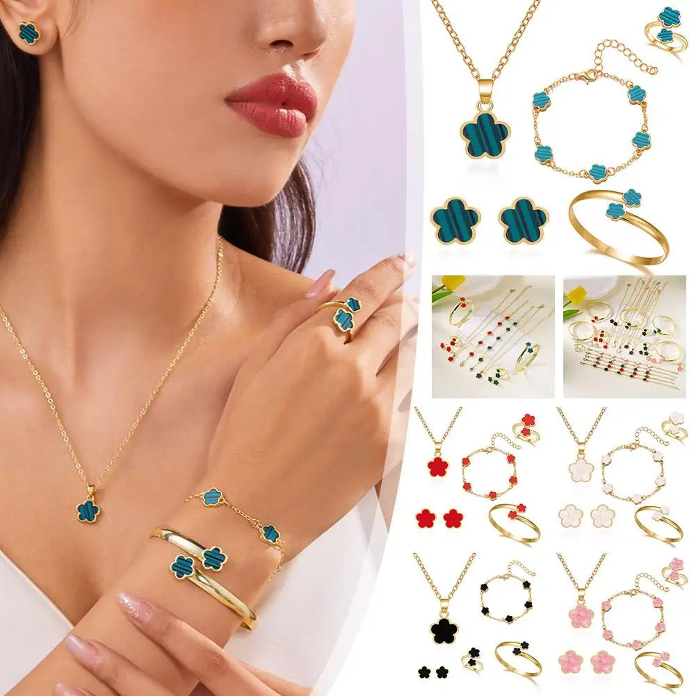 Elegant Five-Leaf Clover Jewelry