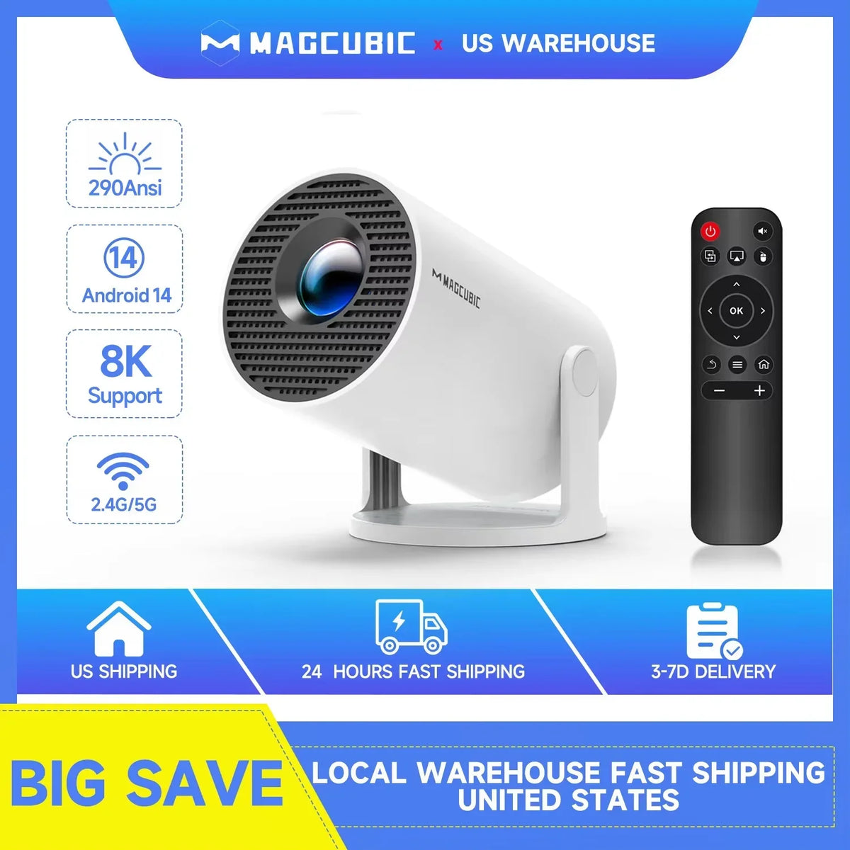 📽️ Magcubic HY300 Pro Mini Projector – Native 720P, Android 14, WiFi 6 & Bluetooth 5.4