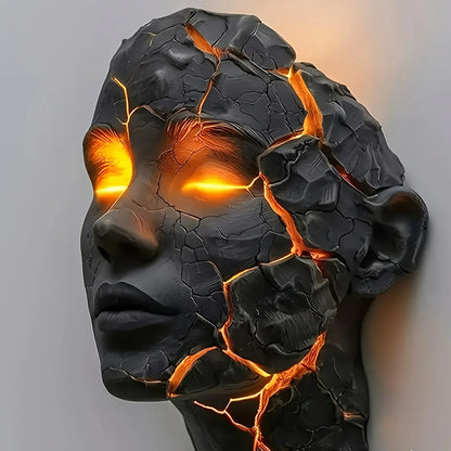 Cracked Soul Black Lava LED Wall Lamp – Gothic Glowing Crack Design