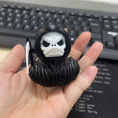 Grim Reaper Duck Statue – 3D Printed Halloween Skeleton Duck Decor