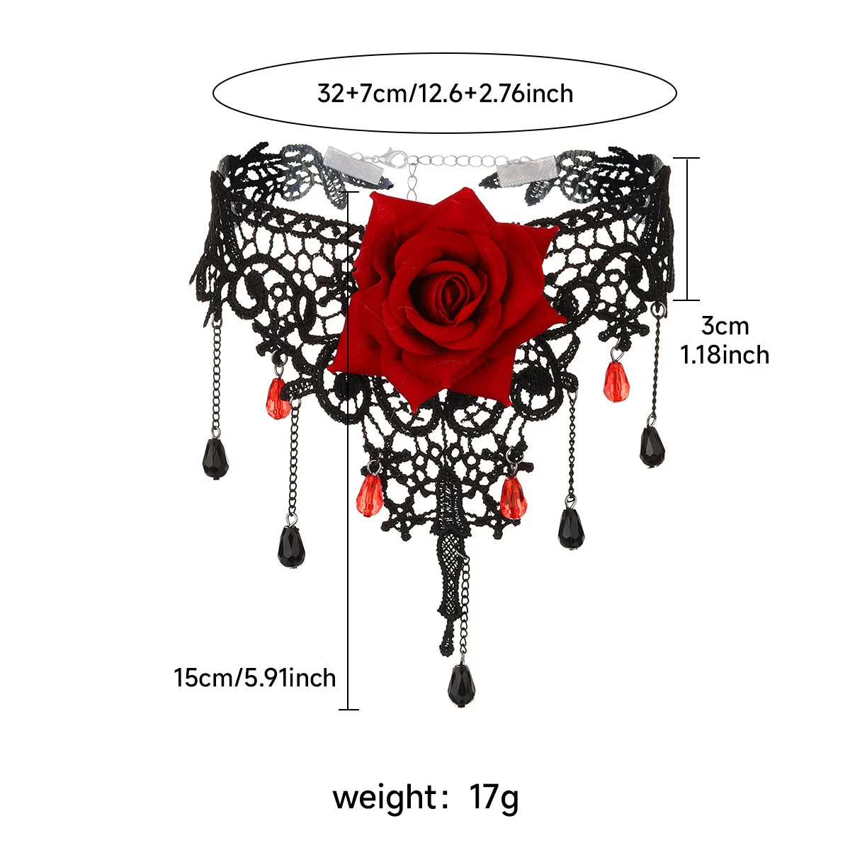 Gothic Lace Rose Choker Necklace – Neo-Gothic Women's Neck Accessory