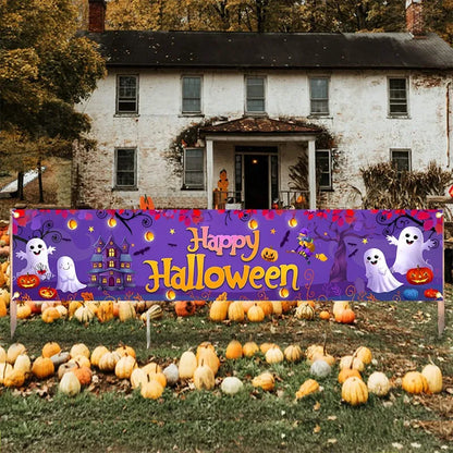 Halloween Hanging Banner – 200cm Pumpkin & Ghost Party Decoration